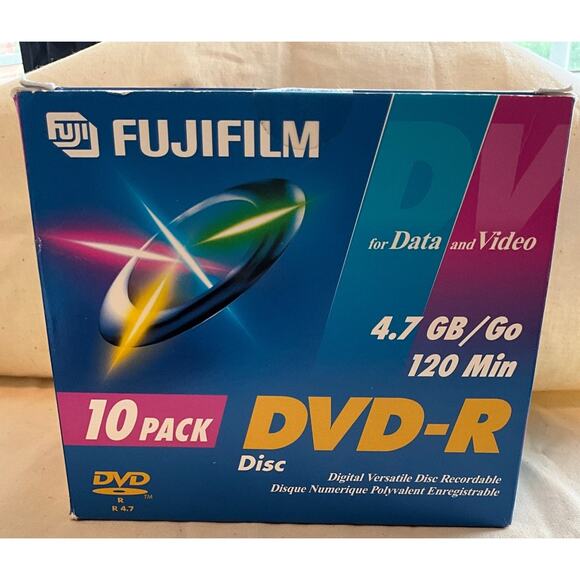 5 New Sealed FUJIFILM Data  Video R4.7 GB 120 Minutes DVD-R Disc Clam Shell Case - Picture 9 of 10